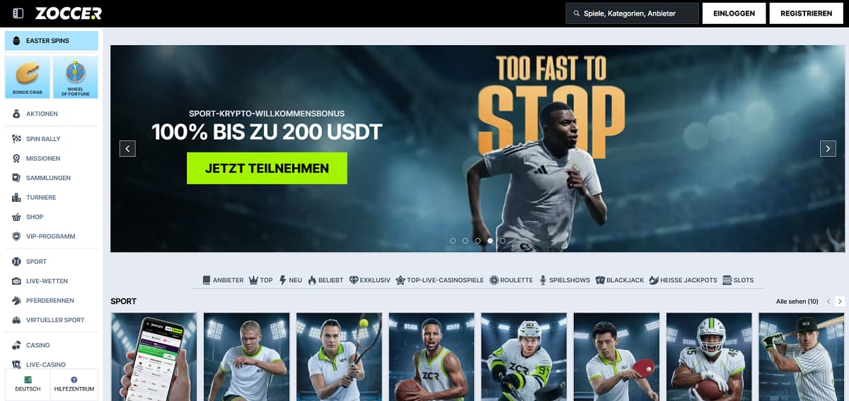 Zoccer positioniert sich als echtes Multitalent im Bereich casino ohne lizenz. Mit über 10.400 Spielen und einem nahtlos integrierten Sportwetten-Bereich in einem gemeinsamen Konto bietet dieser Anbieter maximale Freiheit ohne die üblichen bürokratischen Hürden.